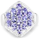 2.41 Carat Genuine Tanzanite and White Topaz .925 Sterling Silver Ring-3