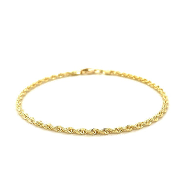 2.5mm 14k Yellow Gold Solid Diamond Cut Rope Bracelet - 0
