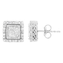 10K White Gold 1/2 cttw Invisible Set Princess-Cut Diamond Square Stud Earring (I-J Color, I1-I2 Clarity)-3