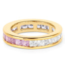14K Yellow Gold Plated 4.32 Carat Genuine Multi Sapphire .925 Sterling Silver Ring-3
