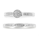 .925 Sterling Silver Diamond Accent Frame Twist Shank Bridal Set Ring and Band (I-J Color, I3 Clarity) - Size 7-2