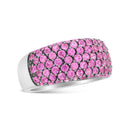 18K White Gold and Black Rhodium Multi Row Pink Sapphire Classic Band Ring - Ring Size 6.5-2