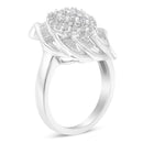 .925 Sterling Silver Â¾ Cttw Round and Baguette Cut Diamond Stair-Stepped Cluster Waterfall Cocktail Ring (I-J Color, I2-I3 Clarity) - Size 6-3