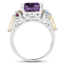 6.30 Carat Genuine Multi Stone .925 Sterling Silver Ring-2