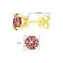 14K Yellow Gold 1.00 Cttw Round Brilliant Cut Lab Grown Pink Diamond 4-Prong Classic Solitaire Earrings (Pink Color, VVS2-VS1 Clarity)-4