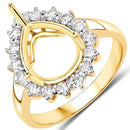 0.48 Carat Genuine White Diamond 14K Yellow Gold Semi Mount Ring - holds 11x9mm Pear Gemstone-1