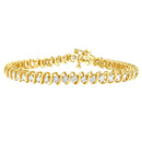 14K Yellow Gold Round Cut Diamond Spiral Link Bracelet (3.00 cttw, H-I Color, SI2-I1 Clarity)-1