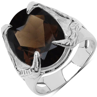 7.80 Carat Genuine Smoky Quartz .925 Sterling Silver Ring - 0