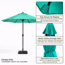 9ft Market Patio Umbrella 8 Rib Replacement Canopy Turquoise Olefin-3