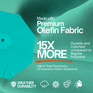 9ft Market Patio Umbrella 8 Rib Replacement Canopy Turquoise Olefin - 0