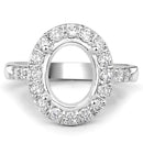 0.60 Carat Genuine White Diamond 14K White Gold Semi Mount Ring - holds 10x8mm Oval Gemstone-4