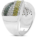 1.44 Carat Genuine Multi Diamond .925 Sterling Silver Ring-2