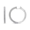 18K White Gold 2 1/3 Cttw Pave Set Diamond Semi Eternity Leverback Hoop Earrings (F-G Color, VS1-VS2 Clarity)-1