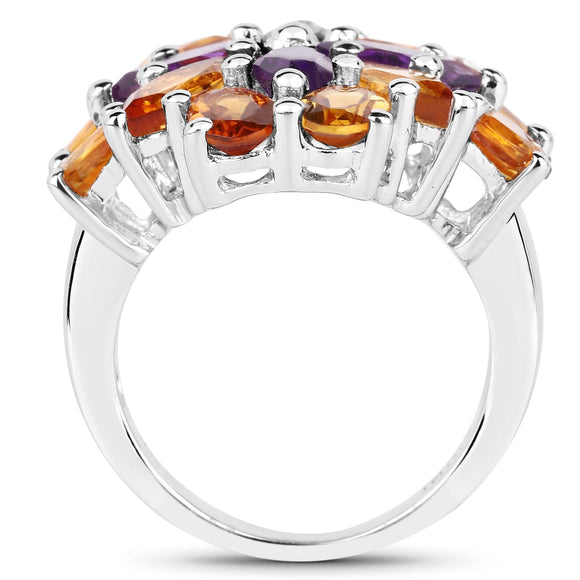 7.96 Carat Genuine Amethyst & Madeira Citrine .925 Sterling Silver Ring