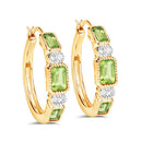 2.40 Carat Genuine Peridot and White Topaz .925 Sterling Silver Earrings-1