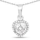 1.52 Carat Genuine White Cubic Zirconia .925 Sterling Silver Pendant-1