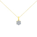 14K Yellow Gold 1.00 Cttw Brilliant Round-Cut Diamond 7 Stone Floral Cluster 18" Pendant Necklace (H-I Color, SI2-I1 Clarity)-1
