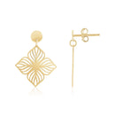 14K Yellow Gold High Polish Flower Cutout Earrings-1