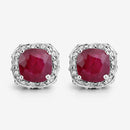 6.12 Carat Dyed Ruby, Ruby and White Topaz .925 Sterling Silver Earrings-4