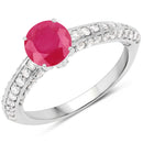 1.49 Carat Genuine Ruby and White Diamond 14K White Gold Ring (I Color, SI Clarity)-1
