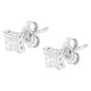 10K White Gold 1/3 Cttw Invisible Set Style Princess-Cut Diamond Stud Earrings (H-I Color, SI2-I1 Clarity)-4