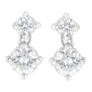 14K White Gold 1 cttw Double Diamond Stud Earrings (H-I Clarity, SI2-I1 Color)-3