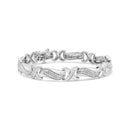 .925 Sterling Silver 1 3/4 Cttw Diamond Wave and X Link Tennis Bracelet (I-J Color, I3 Clarity) - 7"-1
