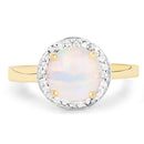 0.95 Carat Genuine Ethiopian Opal and White Topaz .925 Sterling Silver Ring-3