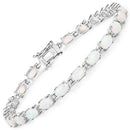 3.50 Carat Genuine Created Opal .925 Sterling Silver Bracelet-4