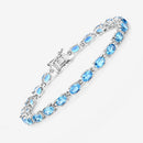 10.71 Carat Genuine Swiss Blue Topaz .925 Sterling Silver Bracelet-12