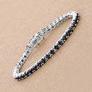 8.36 Carat Genuine Blue Sapphire .925 Sterling Silver Bracelet-7
