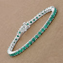 7.48 Carat Genuine Emerald .925 Sterling Silver Bracelet-5
