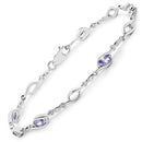 1.30 Carat Genuine Tanzanite and White Topaz .925 Sterling Silver Bracelet-5