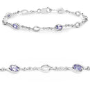 1.30 Carat Genuine Tanzanite and White Topaz .925 Sterling Silver Bracelet-6