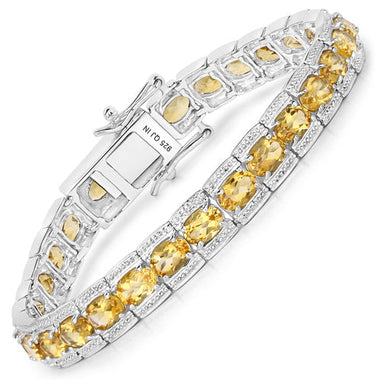12.47 Carat Genuine Citrine .925 Sterling Silver Bracelet - 0