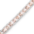 18K Rose Gold Plated 11.60 Carat Genuine Morganite .925 Sterling Silver Bracelet-8