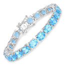 35.20 Carat Genuine Swiss Blue Topaz .925 Sterling Silver Bracelet-1