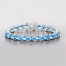 35.20 Carat Genuine Swiss Blue Topaz .925 Sterling Silver Bracelet-3