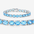 35.20 Carat Genuine Swiss Blue Topaz .925 Sterling Silver Bracelet-6