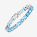 35.20 Carat Genuine Swiss Blue Topaz .925 Sterling Silver Bracelet-8
