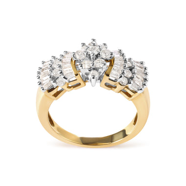 10K Yellow Gold 1.00 Cttw Diamond Starburst Ring Band (H-I Color, I1-I2 Clarity) - Ring Size 7 - 0