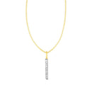 14k Yellow Gold Bar Pendant with Diamonds-4