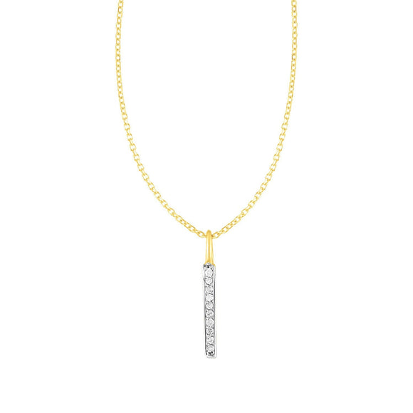 14k Yellow Gold Bar Pendant with Diamonds