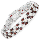 24.08 Carat Genuine Opal and Garnet .925 Sterling Silver Bracelet-2