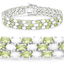 19.73 Carat Genuine Opal and Peridot .925 Sterling Silver Bracelet-6
