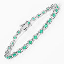 3.78 Carat Genuine Emerald .925 Sterling Silver Bracelet-7