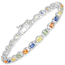 5.40 Carat Genuine Multi Sapphire .925 Sterling Silver Bracelet-4