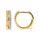 10K Yellow Gold 1/10 Cttw Diamond and Rope Twist Huggy Hoop Earrings (H-I Color, I1-I2 Clarity)-3