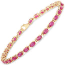 14K Yellow Gold Plated 7.00 Carat Glass Filled Ruby .925 Sterling Silver Bracelet-4