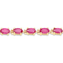 14K Yellow Gold Plated 7.00 Carat Glass Filled Ruby .925 Sterling Silver Bracelet-5